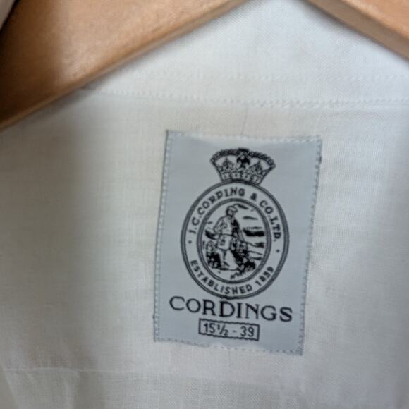 CORDINGS White Cotton Button Down Shirt Size 15.5 Mens British Heritage - Picture 2 of 10